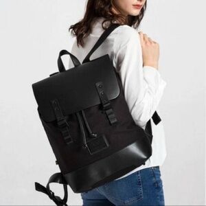 Gaston Luga Backpack koko Maxi black canvas leather